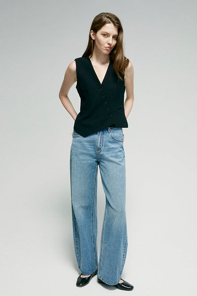 Denali High Rise Wide Leg Jeans, Relaxed Cotton Denim, Effortless Everyday Fit, product photo by Evernorth Design