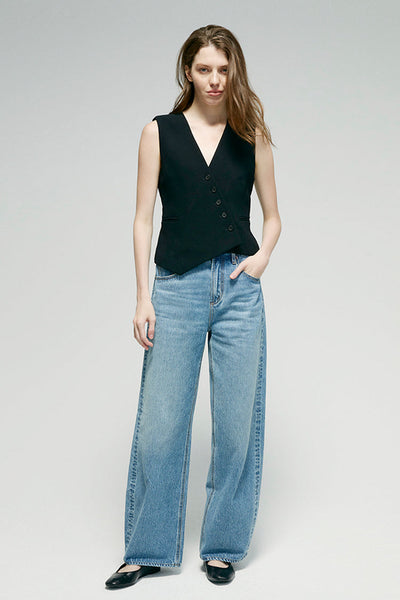 Denali High Rise Wide Leg Jeans, Relaxed Cotton Denim, Effortless Everyday Fit, product photo by Evernorth Design