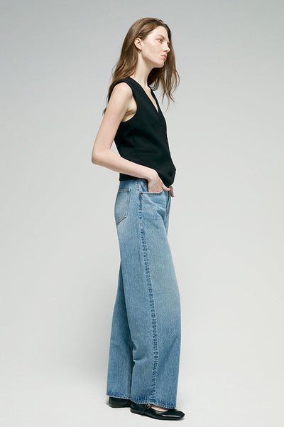 Denali High Rise Wide Leg Jeans, Relaxed Cotton Denim, Effortless Everyday Fit, product photo by Evernorth Design