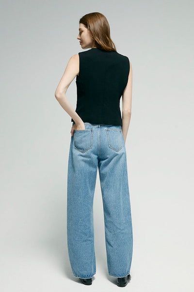 Denali High Rise Wide Leg Jeans, Relaxed Cotton Denim, Effortless Everyday Fit, product photo by Evernorth Design