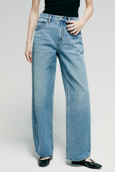 Denali High Rise Wide Leg Jeans, Relaxed Cotton Denim, Effortless Everyday Fit, product photo by Evernorth Design