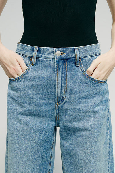 Denali High Rise Wide Leg Jeans, Relaxed Cotton Denim, Effortless Everyday Fit, product photo by Evernorth Design