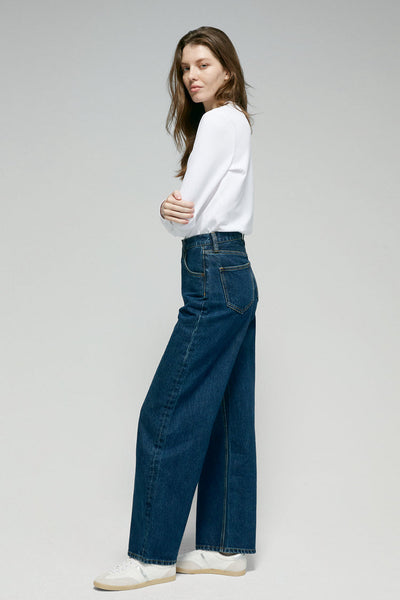 Denali High Rise Wide Leg Jeans, Relaxed Cotton Denim, Effortless Everyday Fit, product photo by Evernorth Design