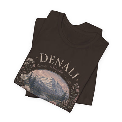 Denali Vintage Mountain Tee, Scenic National Park Nature Shirt, product photo, Alaska-inspired and nature-inspired Alaska graphic tee by Evernorth Design