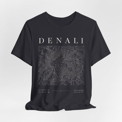 Denali Mountain Map Tee — Minimal Topographic Graphic T-Shirt