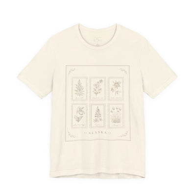 Botanical Tarot Tee, Minimal Floral Card Illustration T-Shirt, product photo, Alaska-inspired and nature-inspired Alaska graphic tee by Evernorth Design