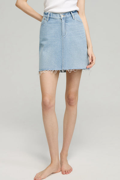 Coastal Light Denim Mini Skirt – High Rise Classic Fit | Evernorth