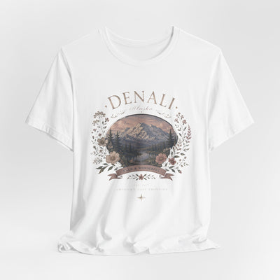 Denali Vintage Mountain Tee, Scenic National Park Nature Shirt, product photo, Alaska-inspired and nature-inspired Alaska graphic tee by Evernorth Design