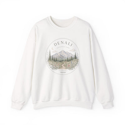 Denali Mountain Crewneck Sweatshirt, Scenic National Park Graphic, product photo by Evernorth Design