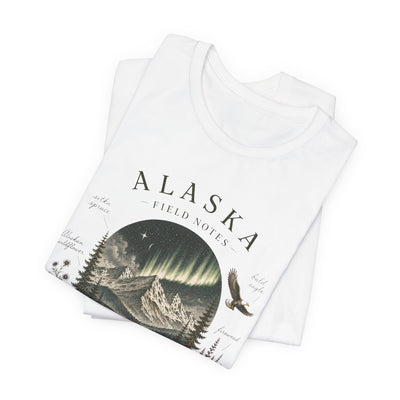 Graphic t-shirt with a vintage Alaska aurora scene of glowing peaks, a whale tail and soaring eagle by Evernorth — view 28