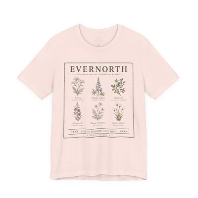 Evernorth Botanical Tee, Vintage Wildflower Illustration Shirt, product photo, botanical graphic tee by Evernorth Design