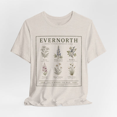 Evernorth Botanical Tee, Vintage Wildflower Illustration Shirt, product photo, botanical graphic tee by Evernorth Design