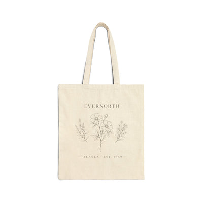 Evernorth Floral Canvas Tote Bag, Minimal Botanical Cotton Market Tote, product photo, nature-inspired everyday bag by Evernorth Design