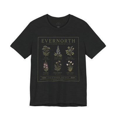 Evernorth Botanical Tee, Vintage Wildflower Illustration Shirt, product photo, botanical graphic tee by Evernorth Design
