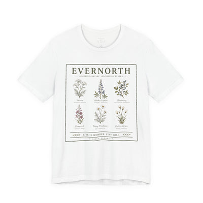Evernorth Botanical Tee, Vintage Wildflower Illustration Shirt, product photo, botanical graphic tee by Evernorth Design