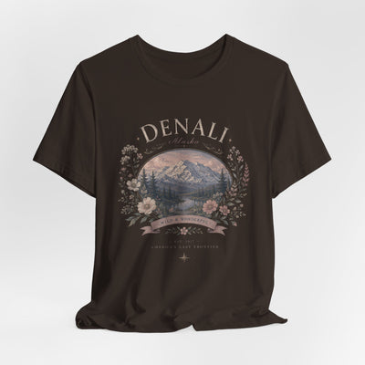 Denali Vintage Mountain Tee, Scenic National Park Nature Shirt, product photo, Alaska-inspired and nature-inspired Alaska graphic tee by Evernorth Design