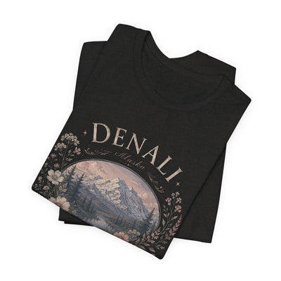 Denali Vintage Mountain Tee, Scenic National Park Nature Shirt, product photo, Alaska-inspired and nature-inspired Alaska graphic tee by Evernorth Design