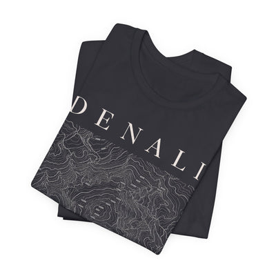 Denali Mountain Map Tee — Minimal Topographic Graphic T-Shirt