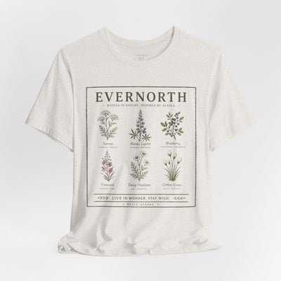 Evernorth Botanical Tee, Vintage Wildflower Illustration Shirt, product photo, botanical graphic tee by Evernorth Design