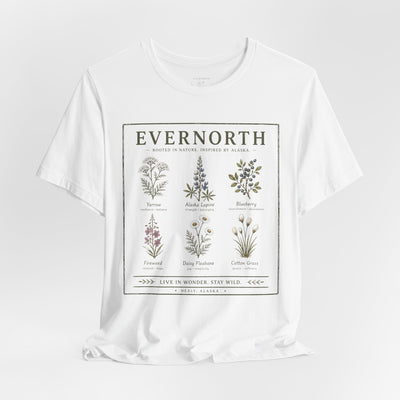 Evernorth Botanical Tee, Vintage Wildflower Illustration Shirt, product photo, botanical graphic tee by Evernorth Design