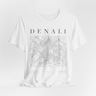 Denali Mountain Map Tee — Minimal Topographic Graphic T-Shirt