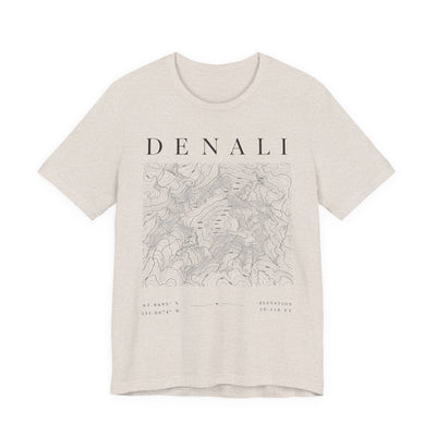 Denali Mountain Map Tee — Minimal Topographic Graphic T-Shirt