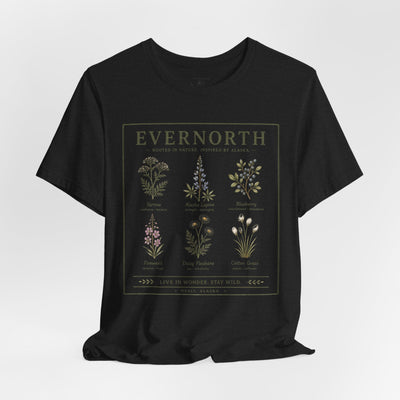 Evernorth Botanical Tee, Vintage Wildflower Illustration Shirt, product photo, botanical graphic tee by Evernorth Design