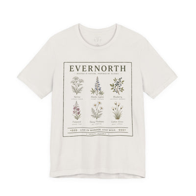 Evernorth Botanical Tee, Vintage Wildflower Illustration Shirt, product photo, botanical graphic tee by Evernorth Design