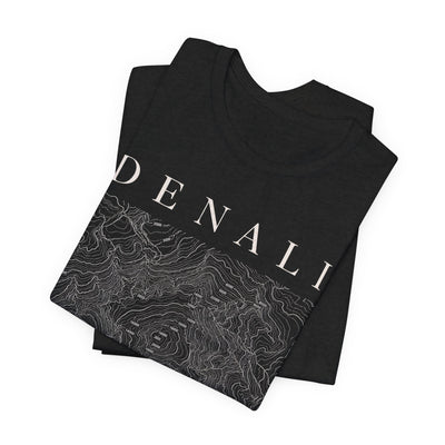Denali Mountain Map Tee — Minimal Topographic Graphic T-Shirt