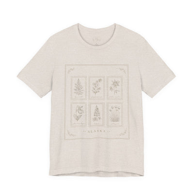 Botanical Tarot Tee, Minimal Floral Card Illustration T-Shirt, product photo, Alaska-inspired and nature-inspired Alaska graphic tee by Evernorth Design