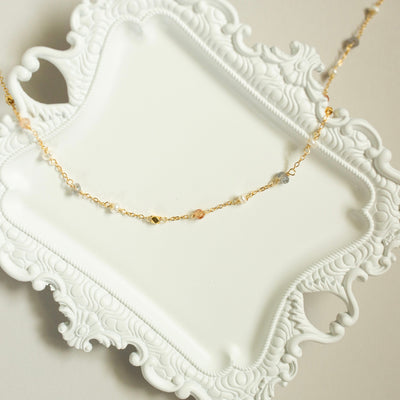 Golden Hour Beaded Chain Necklace, product photo, elevated everyday minimal jewelry by Evernorth Design