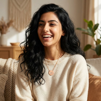 Mountain Engraving Circle Necklace | Round Pendant Necklace