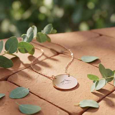 Mountain Engraving Circle Necklace | Round Pendant Necklace