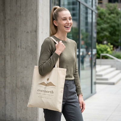 Evernorth Alaskan Life Style, Cotton Canvas Tote Bag, product photo, Alaska-inspired and nature-inspired everyday bag by Evernorth Design