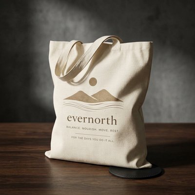 Evernorth Alaskan Life Style, Cotton Canvas Tote Bag, product photo, Alaska-inspired and nature-inspired everyday bag by Evernorth Design