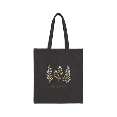 Northern Bloom, Alaska Wildflowers Tote Bag, product photo, Alaska-inspired and nature-inspired everyday bag by Evernorth Design