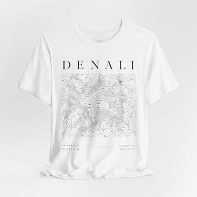 Denali Mountain Map Tee — Minimal Topographic Graphic T-Shirt