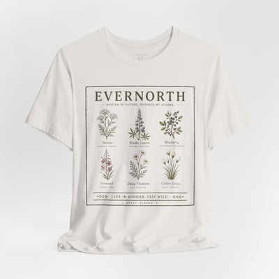 Evernorth Botanical Tee, Vintage Wildflower Illustration Shirt, product photo, botanical graphic tee by Evernorth Design