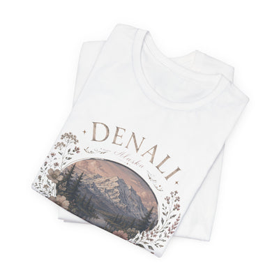 Denali Vintage Mountain Tee, Scenic National Park Nature Shirt, product photo, Alaska-inspired and nature-inspired Alaska graphic tee by Evernorth Design