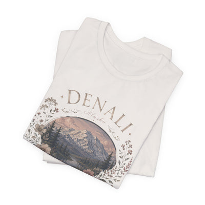 Denali Vintage Mountain Tee, Scenic National Park Nature Shirt, product photo, Alaska-inspired and nature-inspired Alaska graphic tee by Evernorth Design