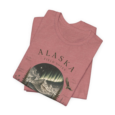 Graphic t-shirt with a vintage Alaska aurora scene of glowing peaks, a whale tail and soaring eagle by Evernorth — view 32