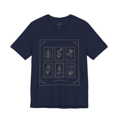 Botanical Tarot Tee, Minimal Floral Card Illustration T-Shirt, product photo, Alaska-inspired and nature-inspired Alaska graphic tee by Evernorth Design