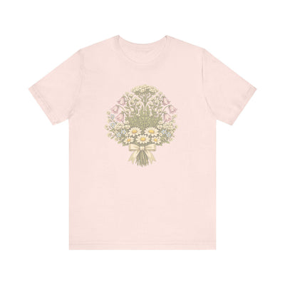 Wildflower Bouquet Shirt, Daisy & Foxglove Illustration, product photo, botanical graphic tee by Evernorth Design