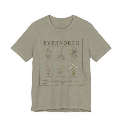 Evernorth Botanical Tee, Vintage Wildflower Illustration Shirt, product photo, botanical graphic tee by Evernorth Design