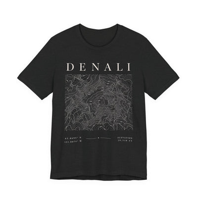 Denali Mountain Map Tee — Minimal Topographic Graphic T-Shirt