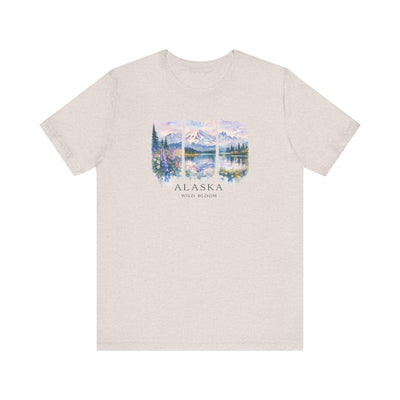 Alaska watercolor landscape tee, Landscape Shirt, product photo, Alaska-inspired and nature-inspired Alaska graphic tee by Evernorth Design