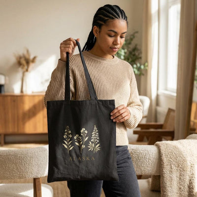 Northern Bloom, Alaska Wildflowers Tote Bag, main product photo, Alaska-inspired and nature-inspired everyday bag by Evernorth Design