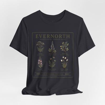Evernorth Botanical Tee, Vintage Wildflower Illustration Shirt, product photo, botanical graphic tee by Evernorth Design