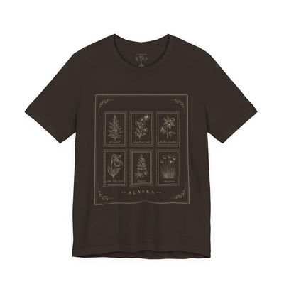Botanical Tarot Tee, Minimal Floral Card Illustration T-Shirt, product photo, Alaska-inspired and nature-inspired Alaska graphic tee by Evernorth Design