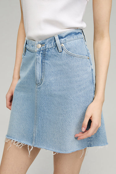 Coastal Light Denim Mini Skirt – High Rise Classic Fit | Evernorth